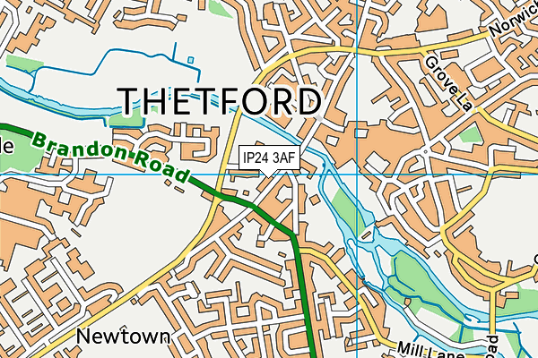 Thetford Grammar School map (IP24 3AF) - OS VectorMap District (Ordnance Survey)