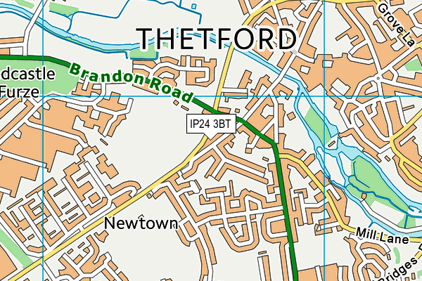 Thetford Grammar School Playing Fields map (IP24 3BT) - OS VectorMap District (Ordnance Survey)