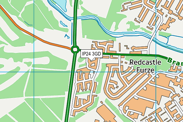 IP24 3GD map - OS VectorMap District (Ordnance Survey)