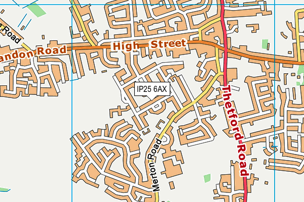 IP25 6AX map - OS VectorMap District (Ordnance Survey)