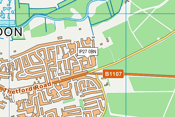 IP27 0BN map - OS VectorMap District (Ordnance Survey)