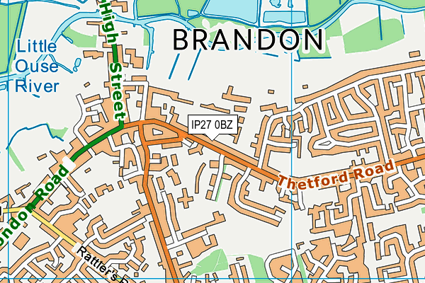 IP27 0BZ map - OS VectorMap District (Ordnance Survey)