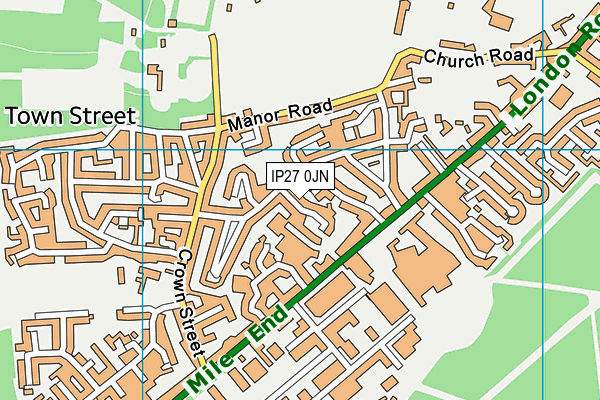 IP27 0JN map - OS VectorMap District (Ordnance Survey)