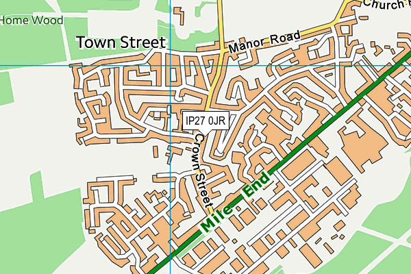 IP27 0JR map - OS VectorMap District (Ordnance Survey)