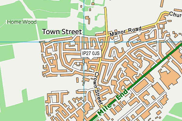 IP27 0JS map - OS VectorMap District (Ordnance Survey)