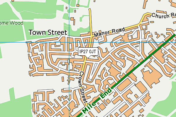 IP27 0JT map - OS VectorMap District (Ordnance Survey)