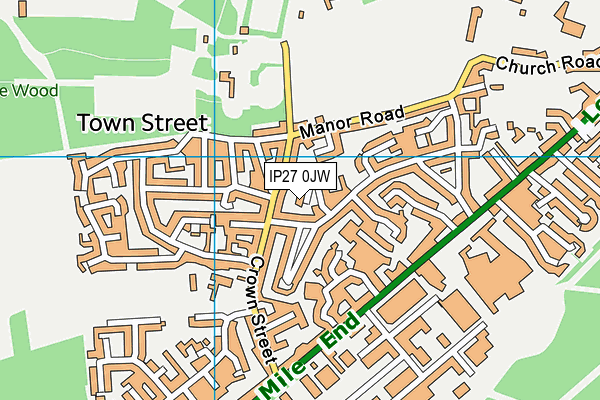 IP27 0JW map - OS VectorMap District (Ordnance Survey)