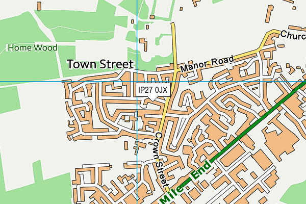 IP27 0JX map - OS VectorMap District (Ordnance Survey)