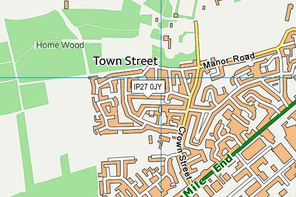 IP27 0JY map - OS VectorMap District (Ordnance Survey)