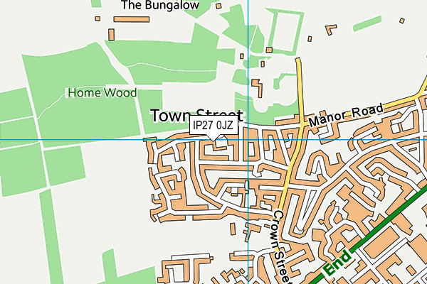 IP27 0JZ map - OS VectorMap District (Ordnance Survey)