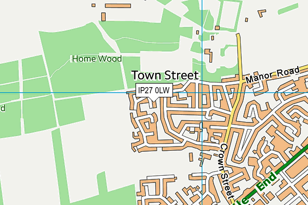 IP27 0LW map - OS VectorMap District (Ordnance Survey)