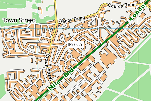 IP27 0LY map - OS VectorMap District (Ordnance Survey)