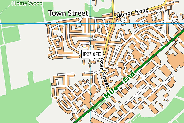 IP27 0PE map - OS VectorMap District (Ordnance Survey)