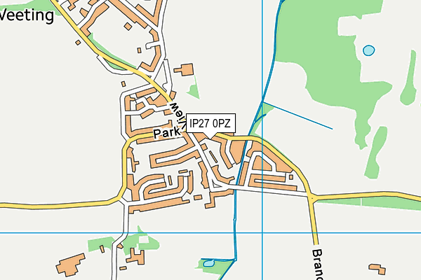 IP27 0PZ map - OS VectorMap District (Ordnance Survey)