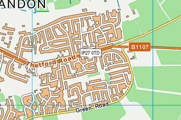 IP27 0TD map - OS VectorMap District (Ordnance Survey)