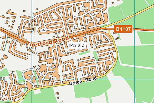 IP27 0TZ map - OS VectorMap District (Ordnance Survey)