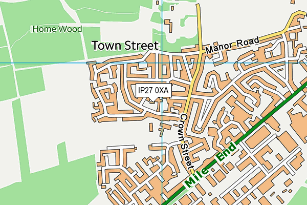 IP27 0XA map - OS VectorMap District (Ordnance Survey)