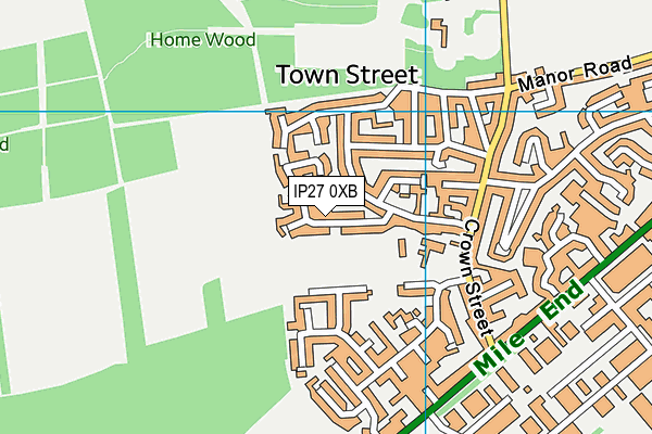IP27 0XB map - OS VectorMap District (Ordnance Survey)