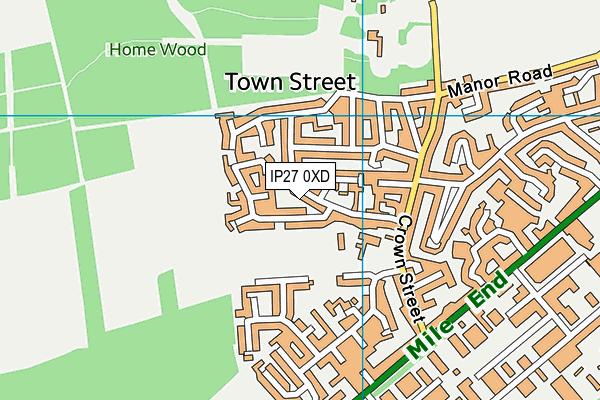 IP27 0XD map - OS VectorMap District (Ordnance Survey)