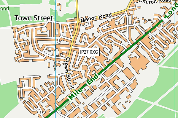 IP27 0XG map - OS VectorMap District (Ordnance Survey)