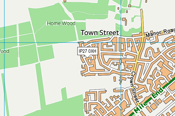 IP27 0XH map - OS VectorMap District (Ordnance Survey)