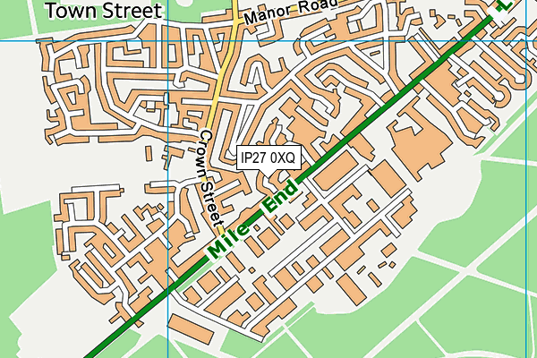 IP27 0XQ map - OS VectorMap District (Ordnance Survey)