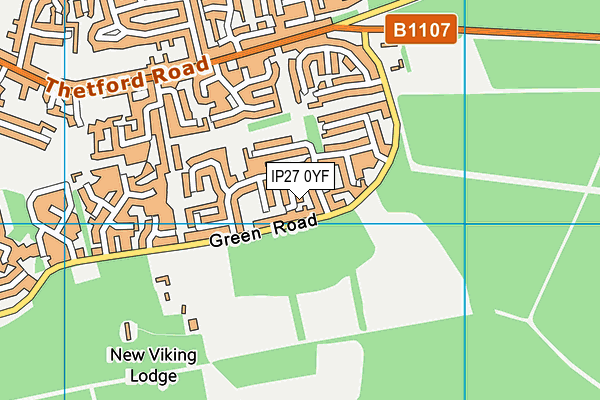 IP27 0YF map - OS VectorMap District (Ordnance Survey)