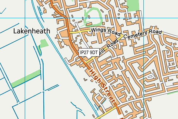 IP27 9DT map - OS VectorMap District (Ordnance Survey)