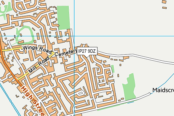 IP27 9DZ map - OS VectorMap District (Ordnance Survey)