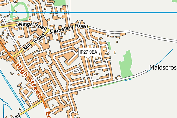 IP27 9EA map - OS VectorMap District (Ordnance Survey)
