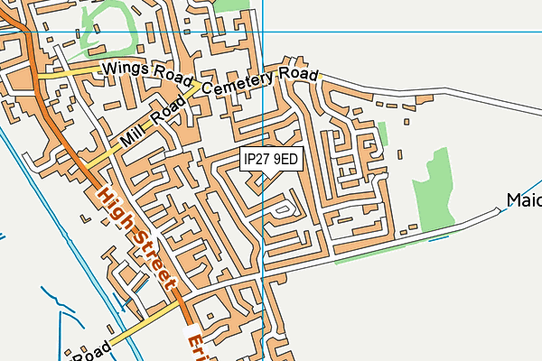 IP27 9ED map - OS VectorMap District (Ordnance Survey)