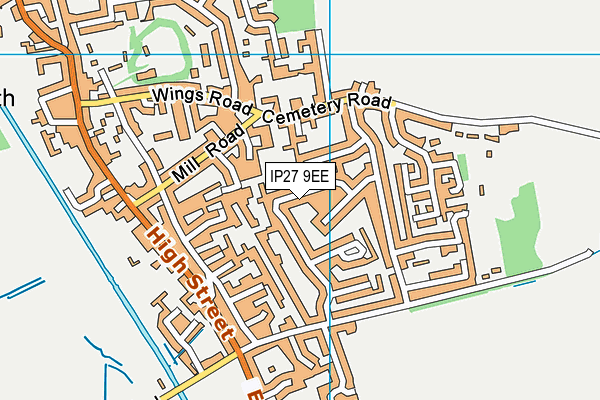 IP27 9EE map - OS VectorMap District (Ordnance Survey)