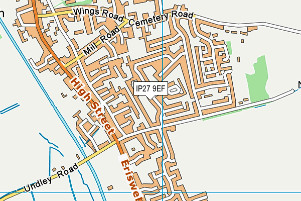 IP27 9EF map - OS VectorMap District (Ordnance Survey)