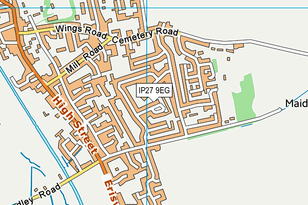 IP27 9EG map - OS VectorMap District (Ordnance Survey)