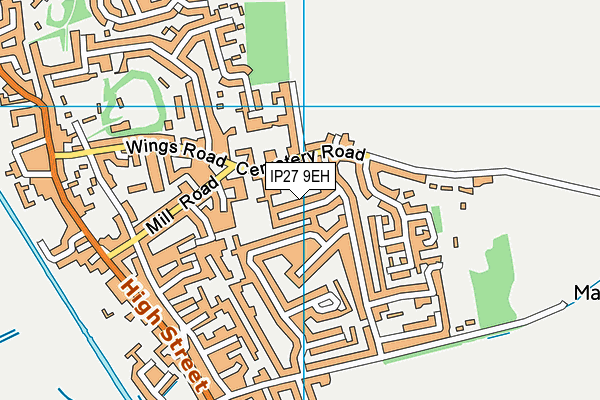 IP27 9EH map - OS VectorMap District (Ordnance Survey)