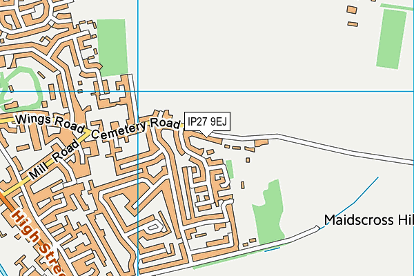 IP27 9EJ map - OS VectorMap District (Ordnance Survey)