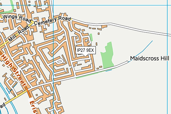 IP27 9EX map - OS VectorMap District (Ordnance Survey)