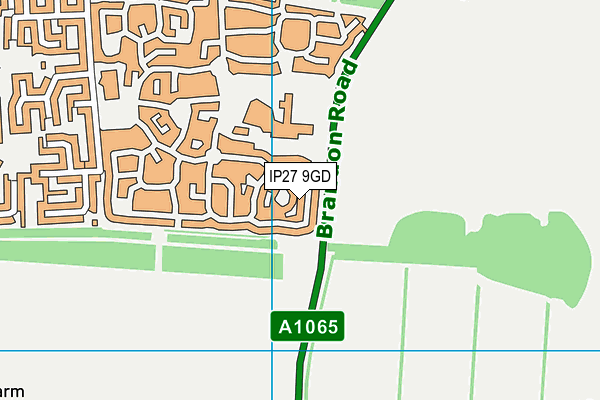 IP27 9GD map - OS VectorMap District (Ordnance Survey)