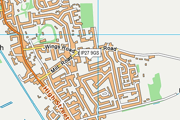 IP27 9GS map - OS VectorMap District (Ordnance Survey)