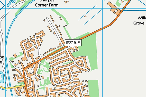 IP27 9JE map - OS VectorMap District (Ordnance Survey)