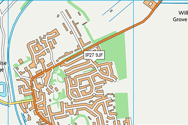 IP27 9JF map - OS VectorMap District (Ordnance Survey)