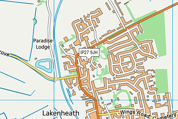 IP27 9JH map - OS VectorMap District (Ordnance Survey)