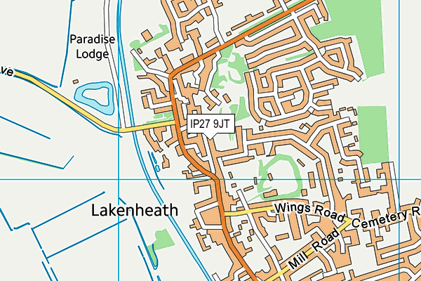 IP27 9JT map - OS VectorMap District (Ordnance Survey)