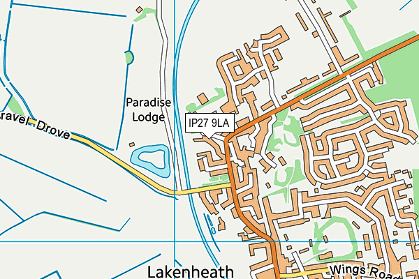 IP27 9LA map - OS VectorMap District (Ordnance Survey)