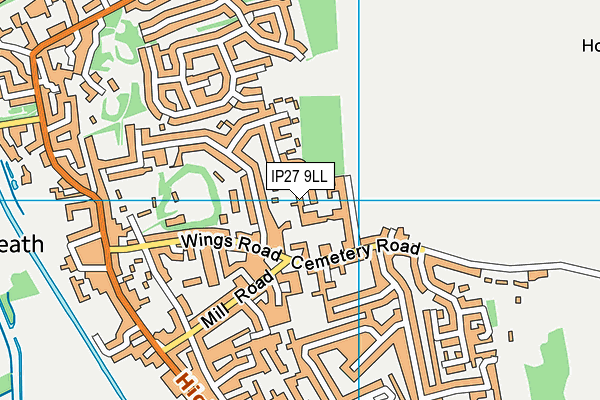 IP27 9LL map - OS VectorMap District (Ordnance Survey)