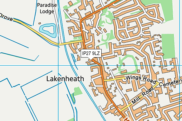 IP27 9LZ map - OS VectorMap District (Ordnance Survey)
