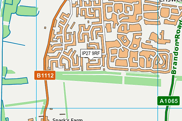 IP27 9RF map - OS VectorMap District (Ordnance Survey)