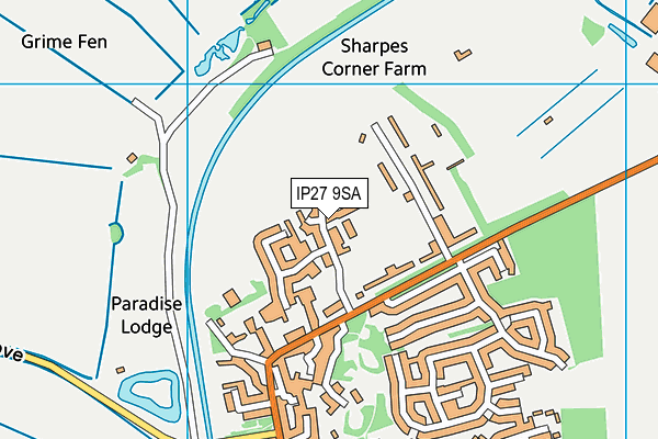 IP27 9SA map - OS VectorMap District (Ordnance Survey)