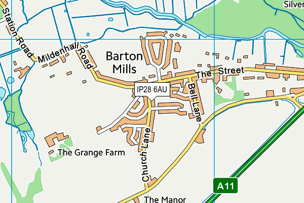 IP28 6AU map - OS VectorMap District (Ordnance Survey)