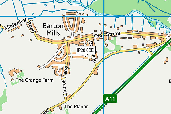 IP28 6BE map - OS VectorMap District (Ordnance Survey)